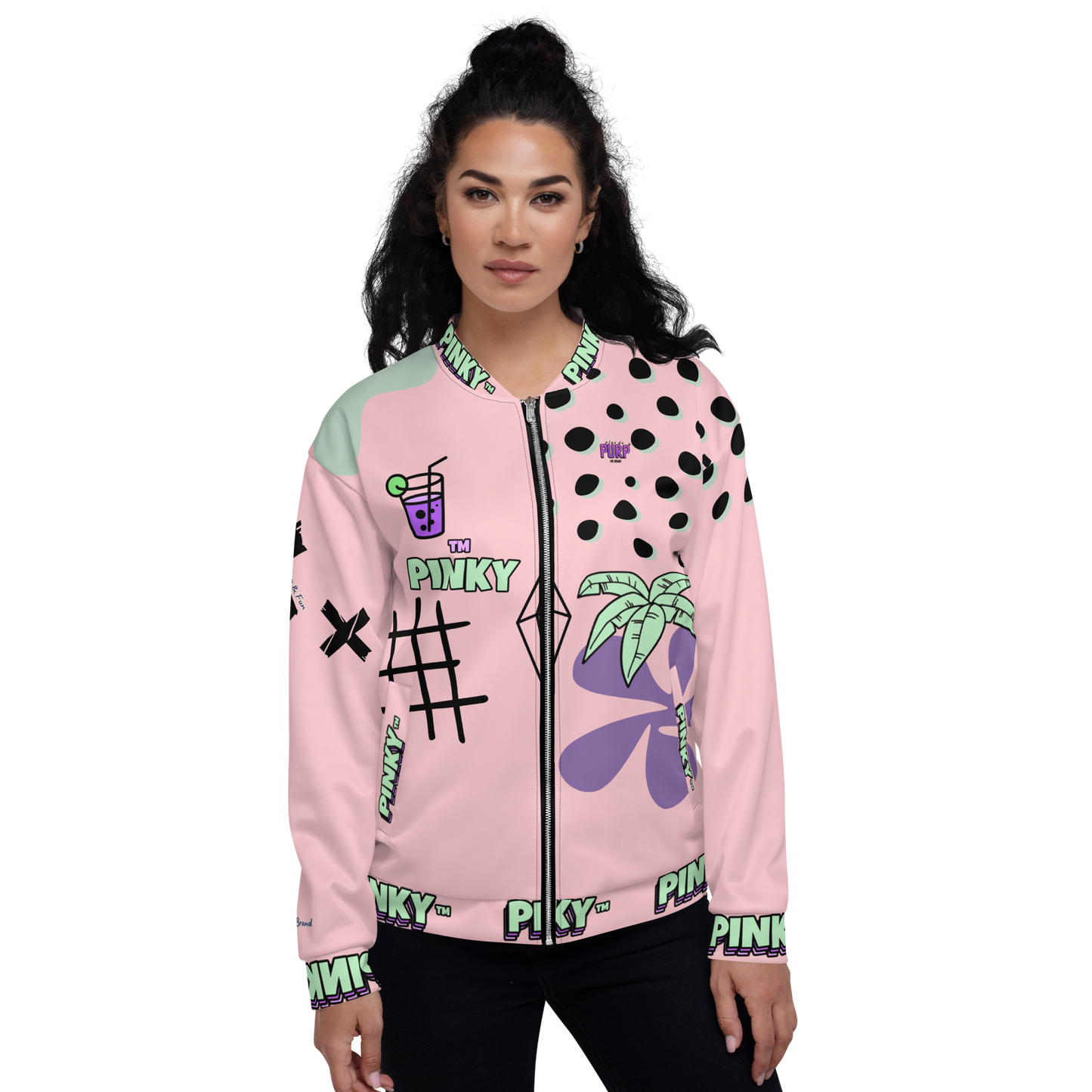 Bomber unisexe - PALM & CHILL - Pinky™ - The Brand PlusDePurp.©