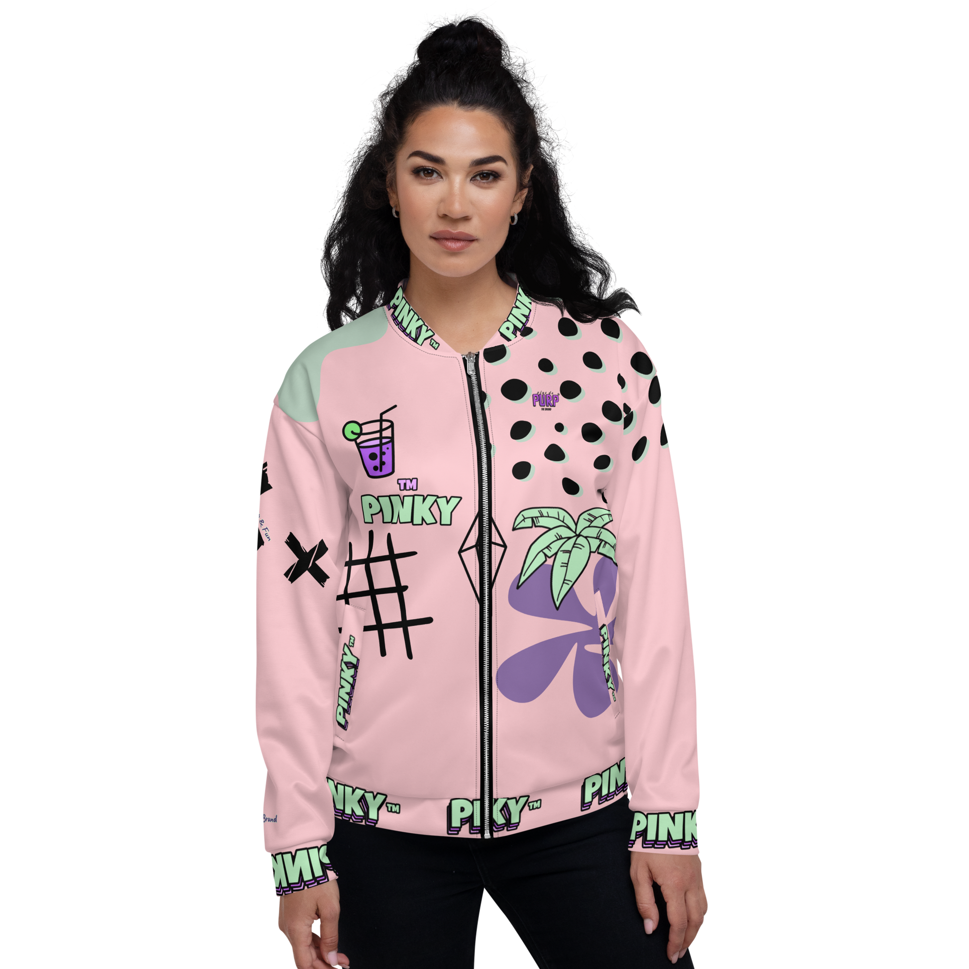 Bomber unisexe - PALM & CHILL - Pinky™ - The Brand PlusDePurp.©