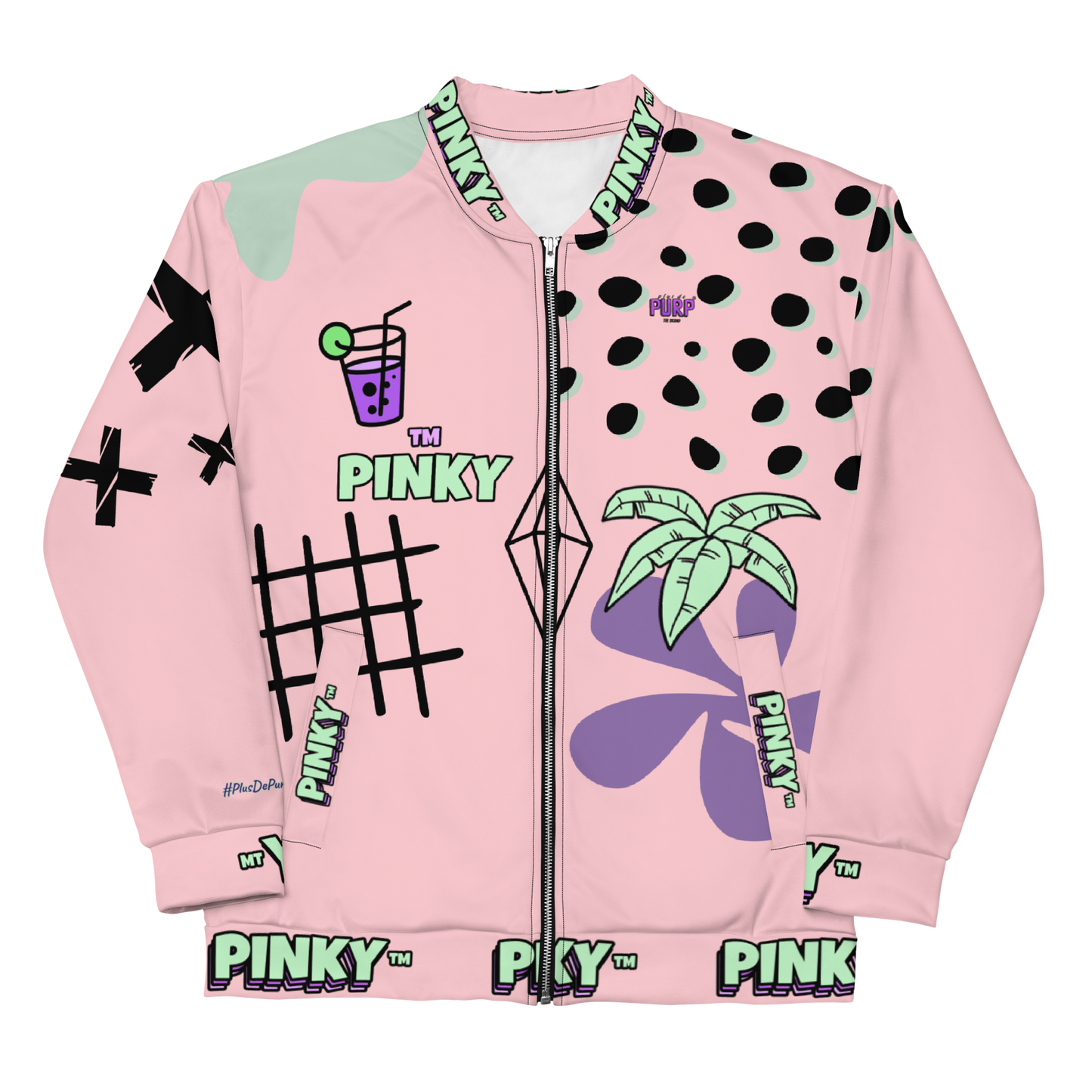 Bomber unisexe - PALM & CHILL - Pinky™ - The Brand PlusDePurp.©