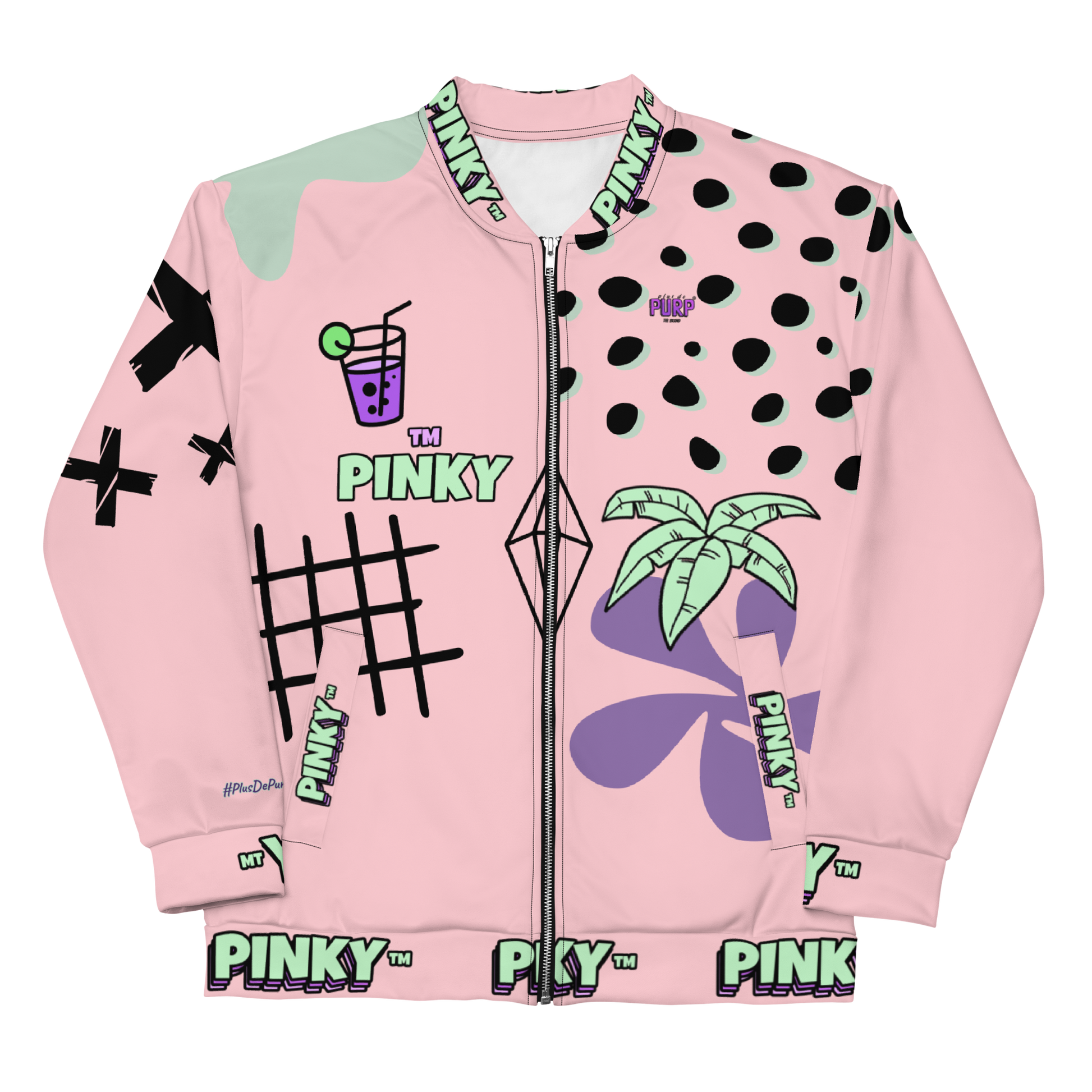 Bomber unisexe - PALM & CHILL - Pinky™ - The Brand PlusDePurp.©