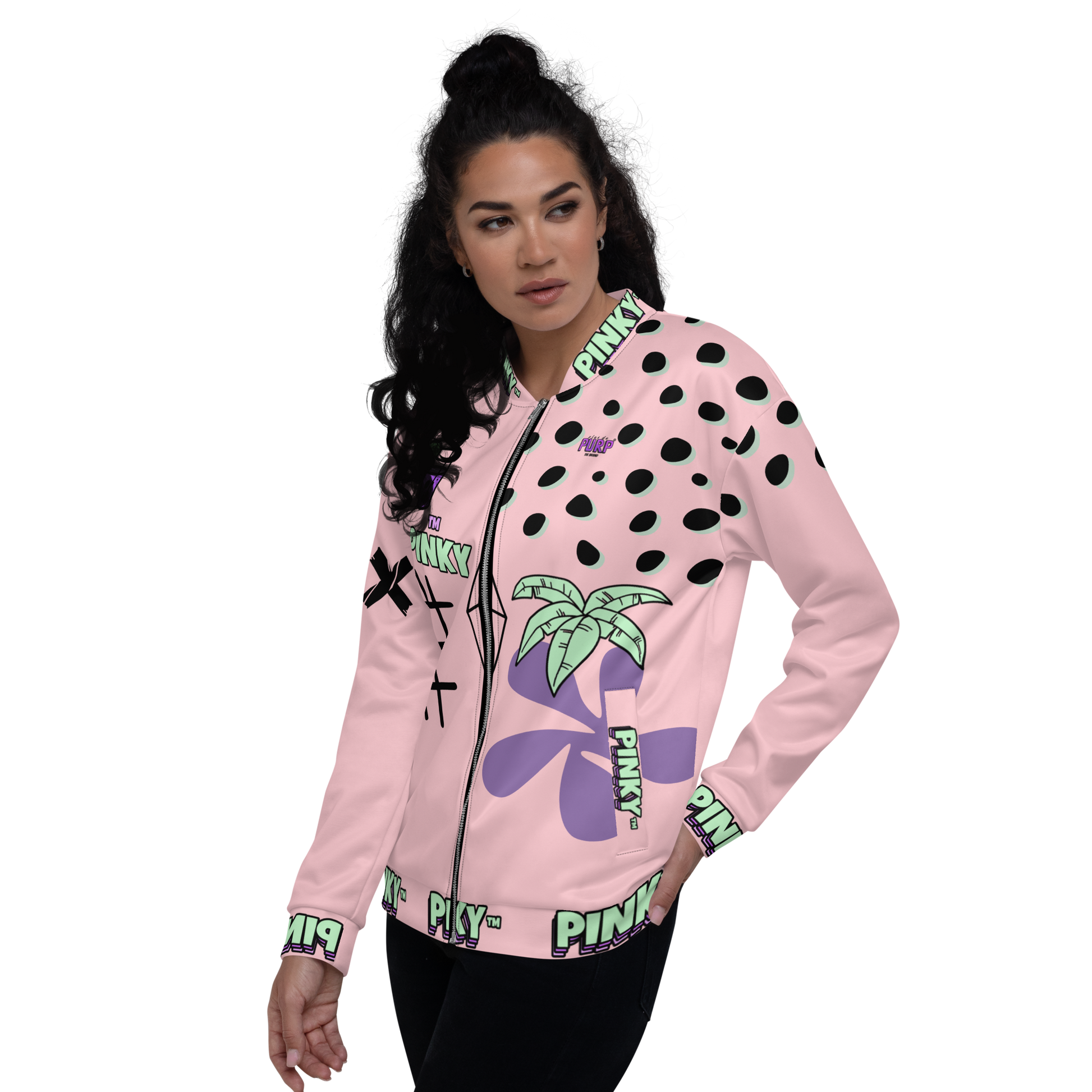Bomber unisexe - PALM & CHILL - Pinky™ - The Brand PlusDePurp.©